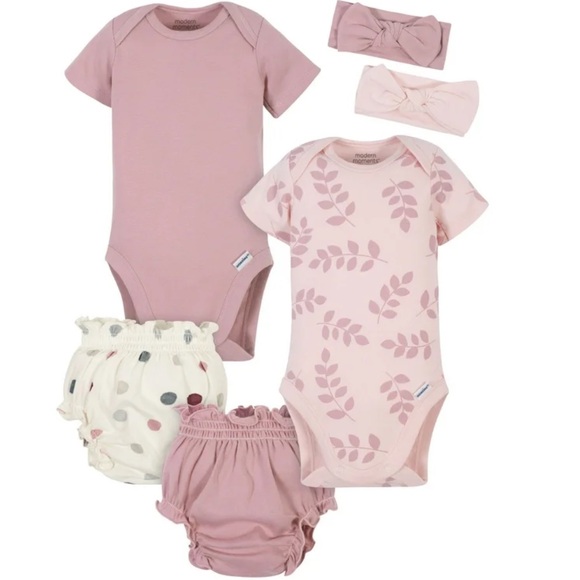 Gerber Other - Baby girl clothes bundle of 6 - new! - onesies - headband bows - diaper covers